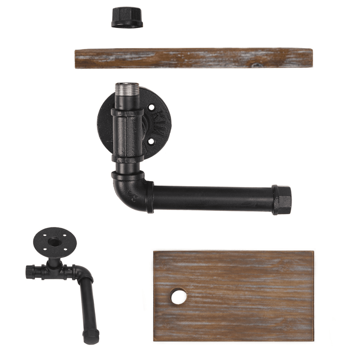 [9.8 in - Rustic Brown] Industrial Toilet Paper Holder with Shelf,  Wall Mount Toilet Paper Holder