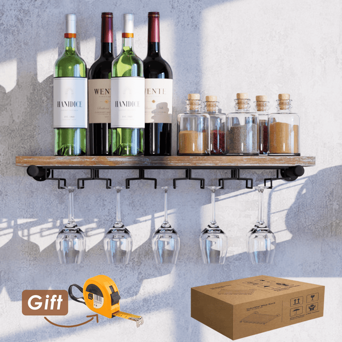 [1 Tier - 24in] Industrial Wine Rack Wall Mounted, Wall Wine Rack