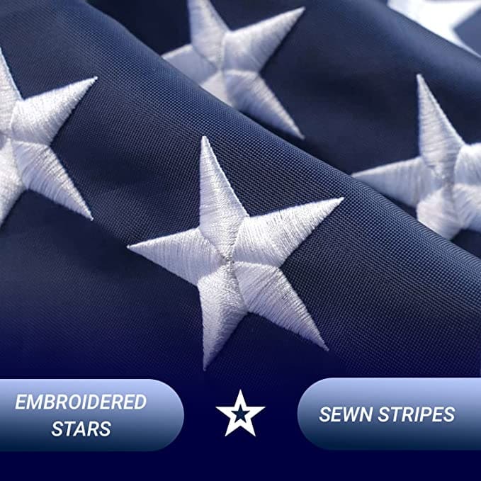 American Flag 2x3 - USA Heavy Duty Nylon US Flags with Embroidered Stars, Sewn Stripes and Brass Grommets, UV Protection, Fade Resistant, Long Lasting Nylon for Outdoor Durability