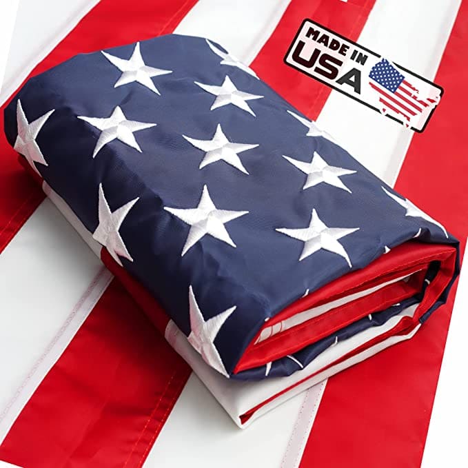 American Flags for Outside 3x5 (2 Pack) - USA Heavy Duty Nylon US Flags with Embroidered Stars, Sewn Stripes and Brass Grommets, UV Protection, Fade Resistant, Long Lasting Nylon for Outdoor Durability