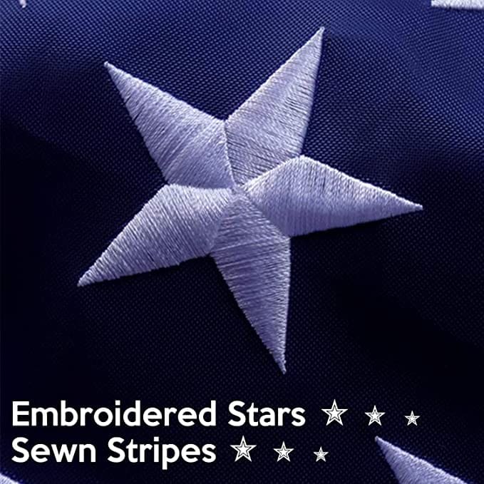 American Flag 4x6 - USA Heavy Duty Nylon US Flags with Embroidered Stars, Sewn Stripes and Brass Grommets, UV Protection, Fade Resistant, Long Lasting Nylon for Outdoor Durability