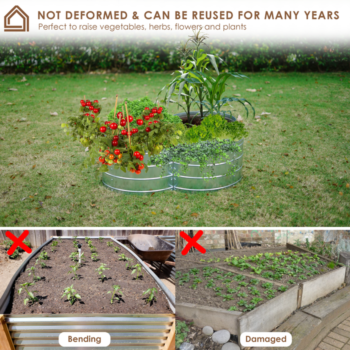 (4 Leaves — 42.5x42.5x12in) Galvanized Raised Garden Bed, Metal Raised Garden Bed; Raised Garden Beds Outdoor, Raised Garden Beds Outdoor for Vegetables