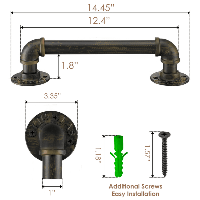 [12in - Oil Rubbed Bronze] Industrial Barn Door Handles, 100% high-quality Galvanized Barn Door Handle