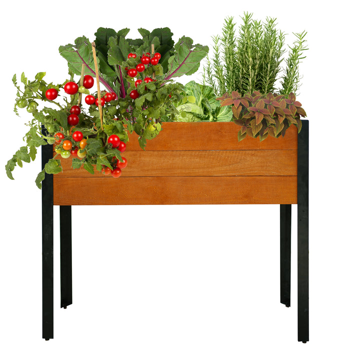 Raised Garden Bed with Legs - Elevated Wood Planter Box Outdoor for Rooted Plants, Herbs Flowerbed & Vegetable (37.0x12.6x31.5in)