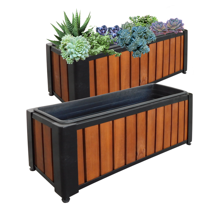 (2 pack) Raised Garden Bed with Legs - Elevated Wood Planter Box Outdoor for Rooted Plants, Herbs Flowerbed & Vegetable (24.4x8.1x9.1in)