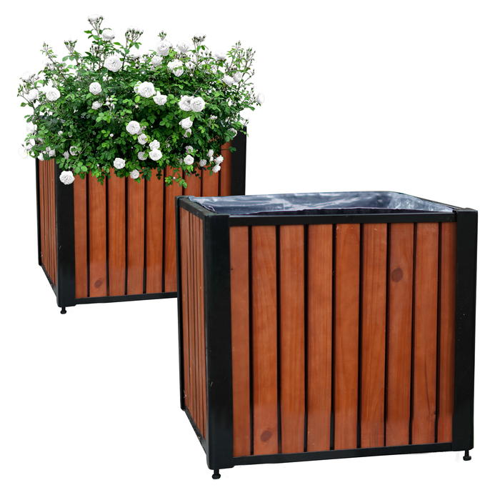 (2 pack) Raised Garden Bed with Legs - Elevated Wood Planter Box Outdoor for Rooted Plants, Herbs Flowerbed & Vegetable (19.3x19.3x18.5in)