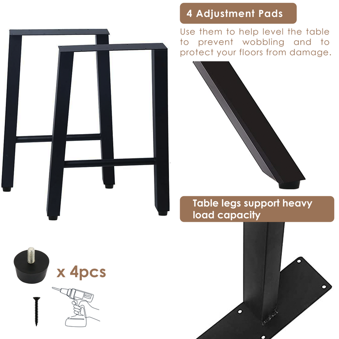 [28 x 17.7 in - TL1] Industrial Metal Table Legs, Metal Legs for Table
