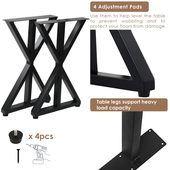 [28 x 17.7 in - TL3] Industrial Metal Table Legs, Metal Legs for Table